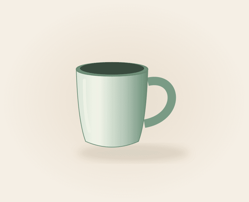 Curated reference illustration of a sage green ceramic mug