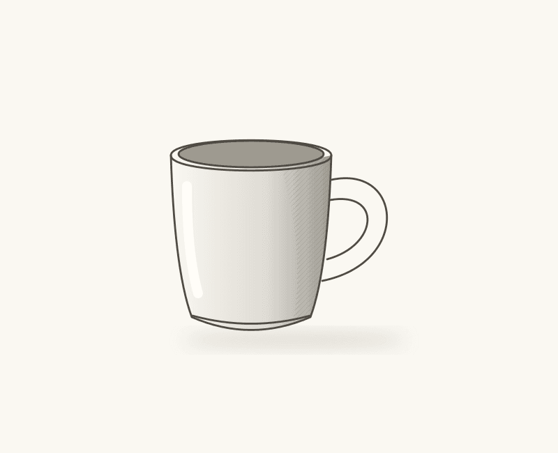 The same mug developed into a shaded pencil-style drawing